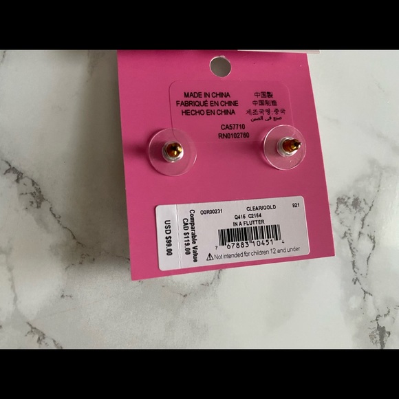 Kate Spade In a Flutter Butterfly Stud Earrings. Cubic Zirconia. Large. NWT . - Picture 5 of 5